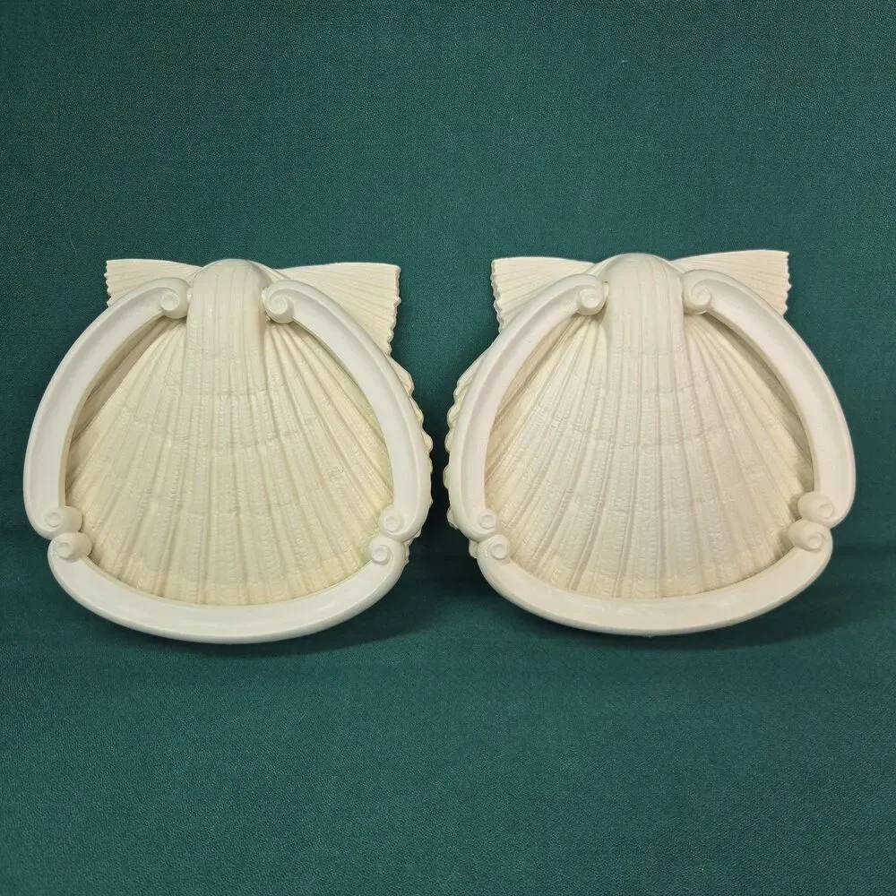 NEW NOS Vintage HOMCO Seashell Towel Ring Bath Kitchen Ivory 1986 Coastal Beach